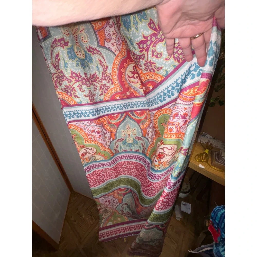 Bohemian Paisley Damask Window Curtain Panel Multi Color Pink Turquoise Orange
